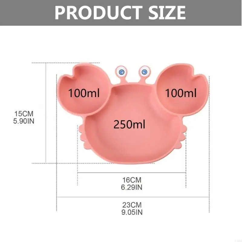 الكرتون السلطعون الطفل شفط السلطانية مقسمة طبق عشاء الرضع تعلم طبق التغذية BPA خالية سيليكون ثنائي اللون السلطانية ل L8RB #6