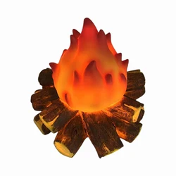 Flameless Fireplace Lamp Light 3D Wood Realistic Fire LED Charcoal Flame Simulation Wooden Night Lamps for Home Festival Decor
