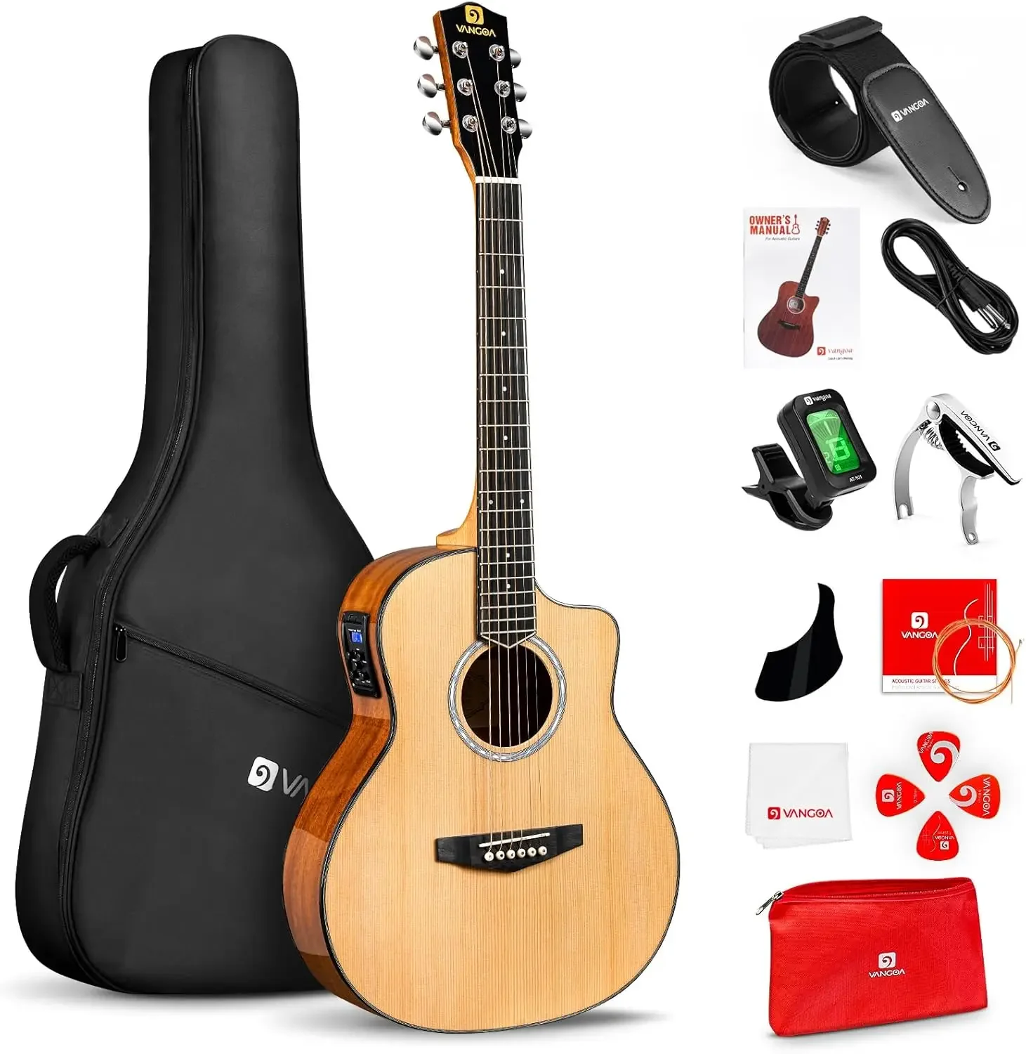 Acoustic Guitar 3/4 Size - 36 Inch Acoustic Electric Guitar Cutaway Acustica Guitarra Bundle for Beginners and Students, Spruce