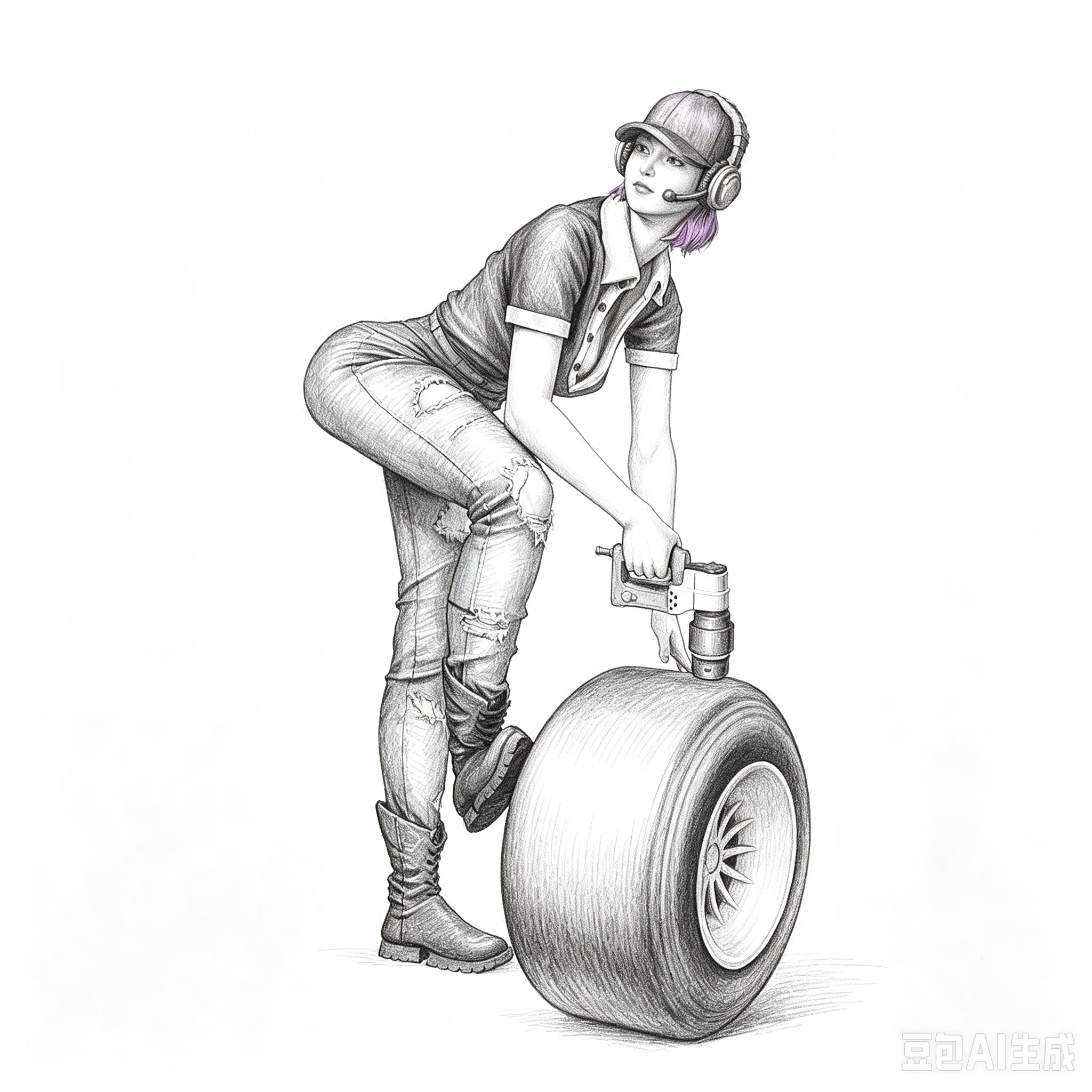 1/24 Die-casting Resin Model Assembly Kit, GK, Racing Girl, Unpainted Model Assembly Kit