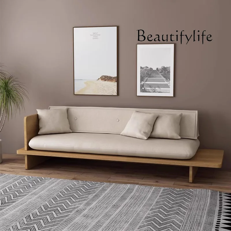 

Japanese-style solid wood sofa with storage wood removable and washable small apartment living room sofa chair double triple