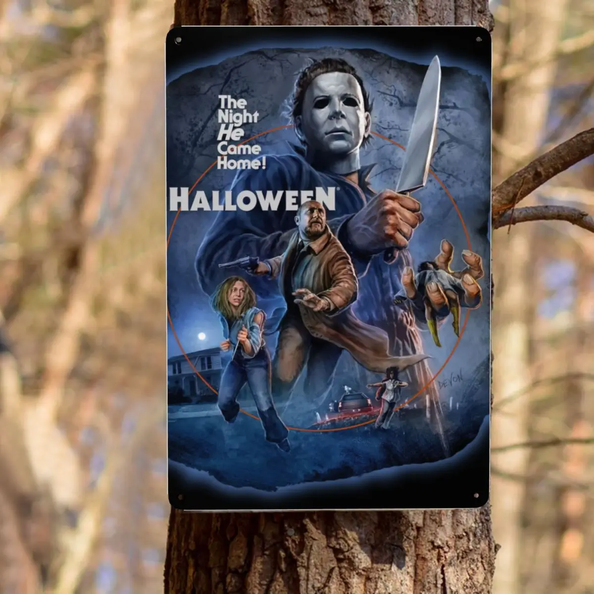 مايكل مايرز هالوين فيلم الرعب القاتل التسلسلي علامة معدنية القصدير علامات الزخرفية لويحات الحانات نادي رجل الكهف بار جدار ديكور فني #6