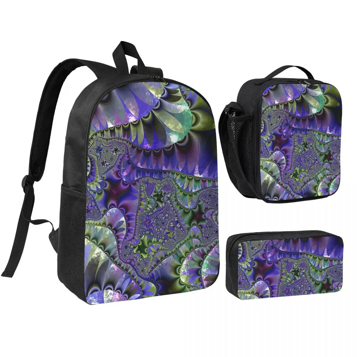 

Colorful Groovy Trippy Vibrant Spiral Fractal Backpack BookBag School Bag Shoulder Bags 3ps Insulated Lunch Bag Pencil Case