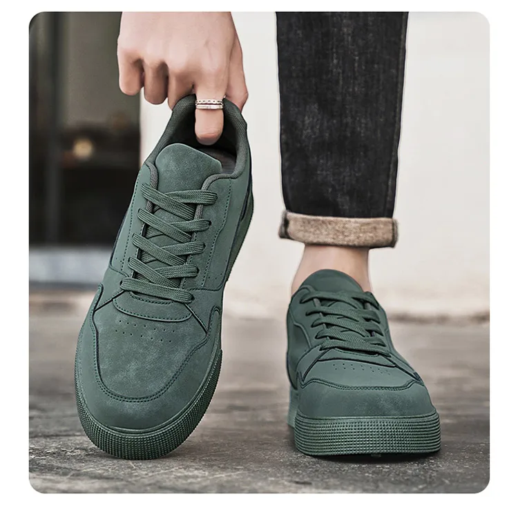 Herren-Skate-Sneaker aus einfarbigem Wildleder, niedrig geschnitten, zum Schnüren, weiche, rutschfeste Freizeitschuhe für den täglichen Weg zur Arbeit, Spaziergänge auf der Straße, Einkaufen, Autofahren – Detail 9