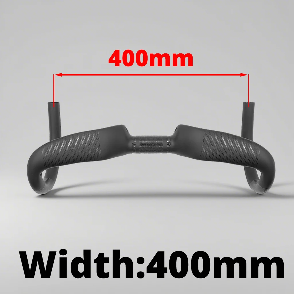 RACE Full Carbon Interne Kabel Rise 30mm Road Stuur, Drop Lift Grind Cockpit, 400mm/420mm/440mm, Zwart Mat, kameleon logo