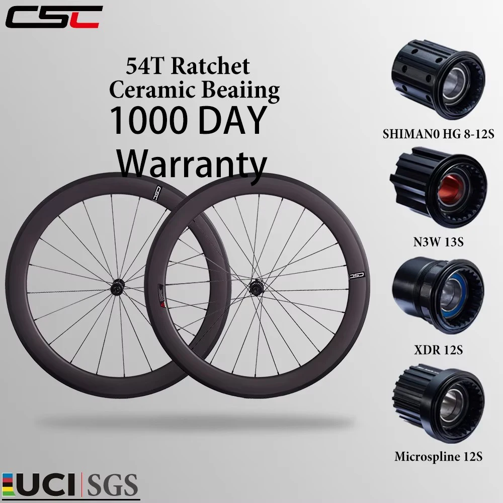 CSC 1280g UCI 700C レーシングバイク カーボンホイールセット 25/28mm