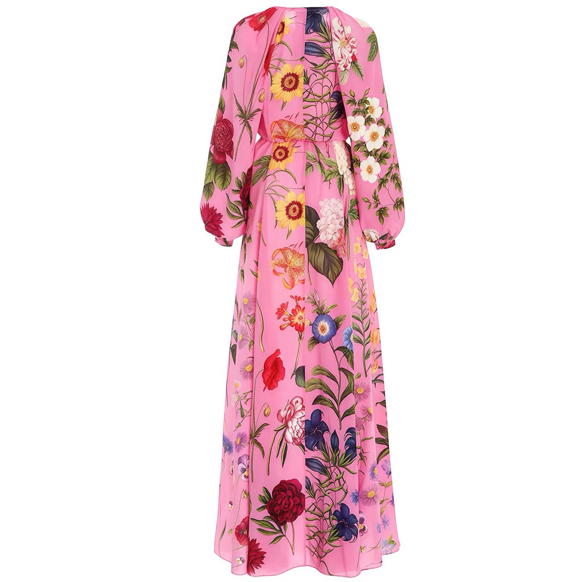 Retro Lantern Sve Dr Gonna lunga da donna con stampa floreale lunga Sve rotonda Ne con cintura a vita alta A-Line coreana Sle Co...