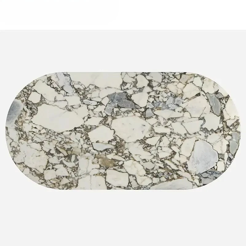 Tostone Modern Natural Elephant White Marble Oval Dining Table With Stone Legs for 6/8/10 Seats, Factory Direct Wholesale