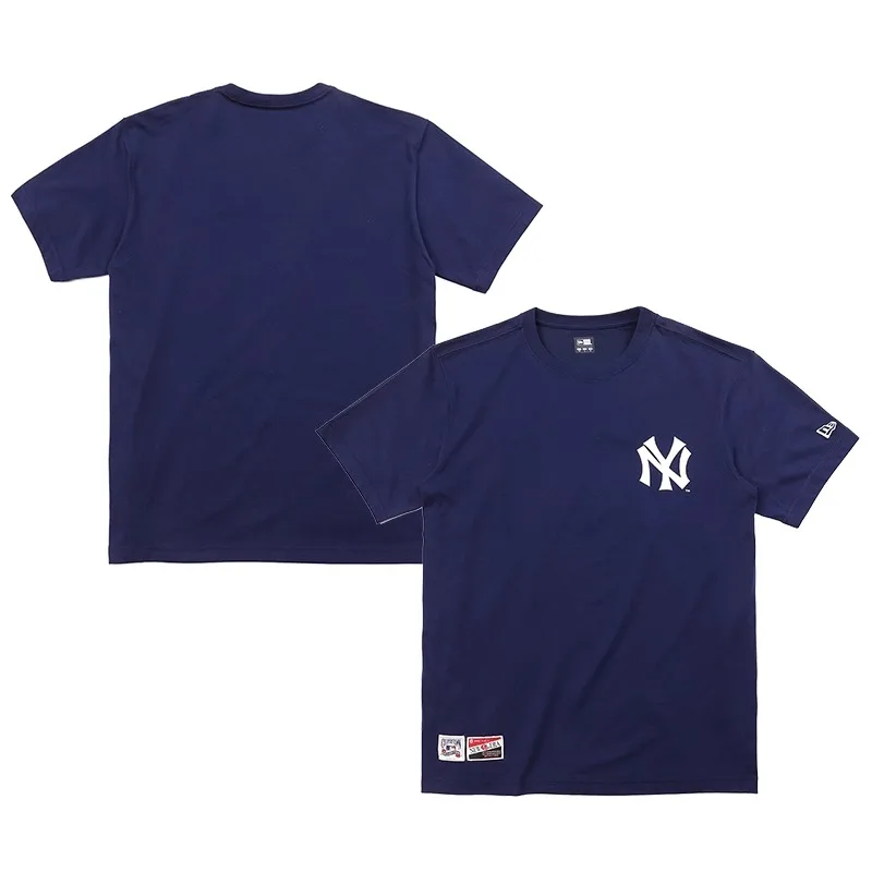 

Новая совместная модель Eraxmlb, пуловер с круглым вырезом New York Yankees, прямая брендовая футболка с короткими рукавами и логотипом, мужская темно-синяя