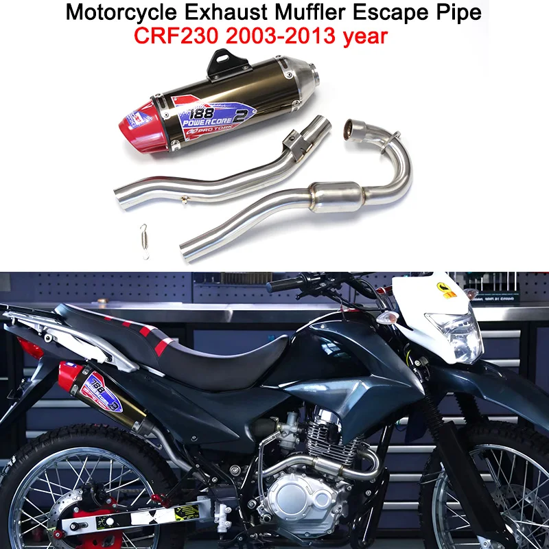 

For CRF230F CRF150F 2003-2013 Motorcycle Modified Exhaust Pipe Dirt Bike Racing Stainless Steel Full System Exhaust