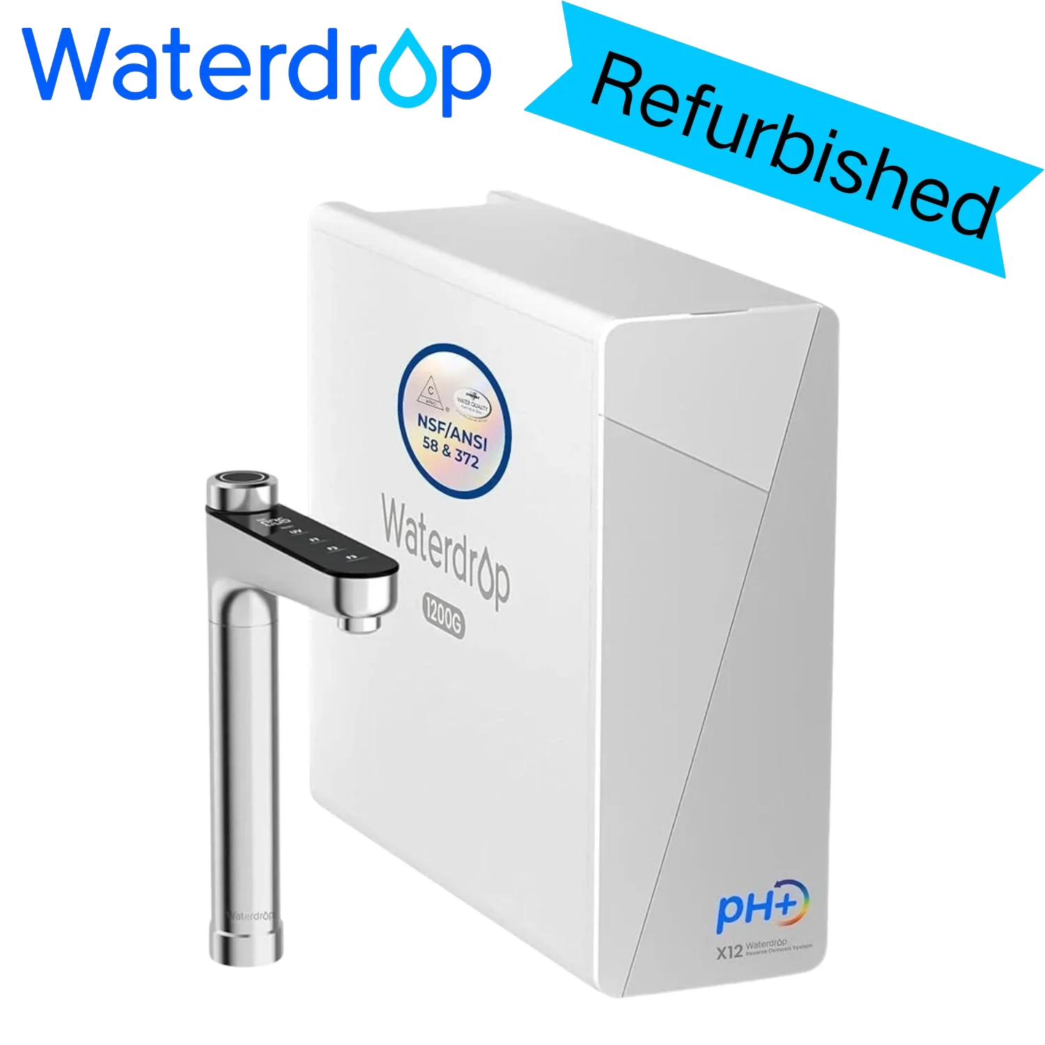 

Система обратного осмоса Waterdrop X12 Alkaline Mineral pH+ с быстрым потоком воды 1200 GPD (восстановленная)