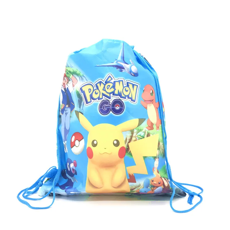 Pokemon Gift Bag Non-woven Birthday Party Decoration Gift Shopping Bag Drawstring Backpack Kawaii Pikachu Kid Boy Party Supplies