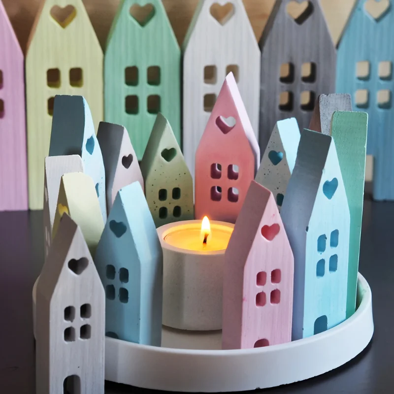 

4Pcs Silicone Mold Set for Heart-Shaped Houses (Resin), Mold with 1 Tray, Concrete And Cement Casting Jewelry Box