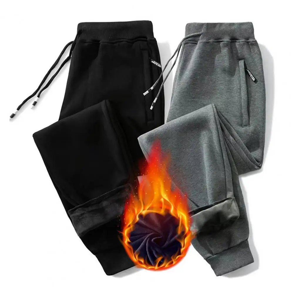 2025 Autunno/Inverno Moda Tinta Unita In Pile Spessore Caldo Pantaloni Sportivi da Uomo Casual Allentato di Grandi Dimensioni Pantaloni di Alta Qualità 4XL