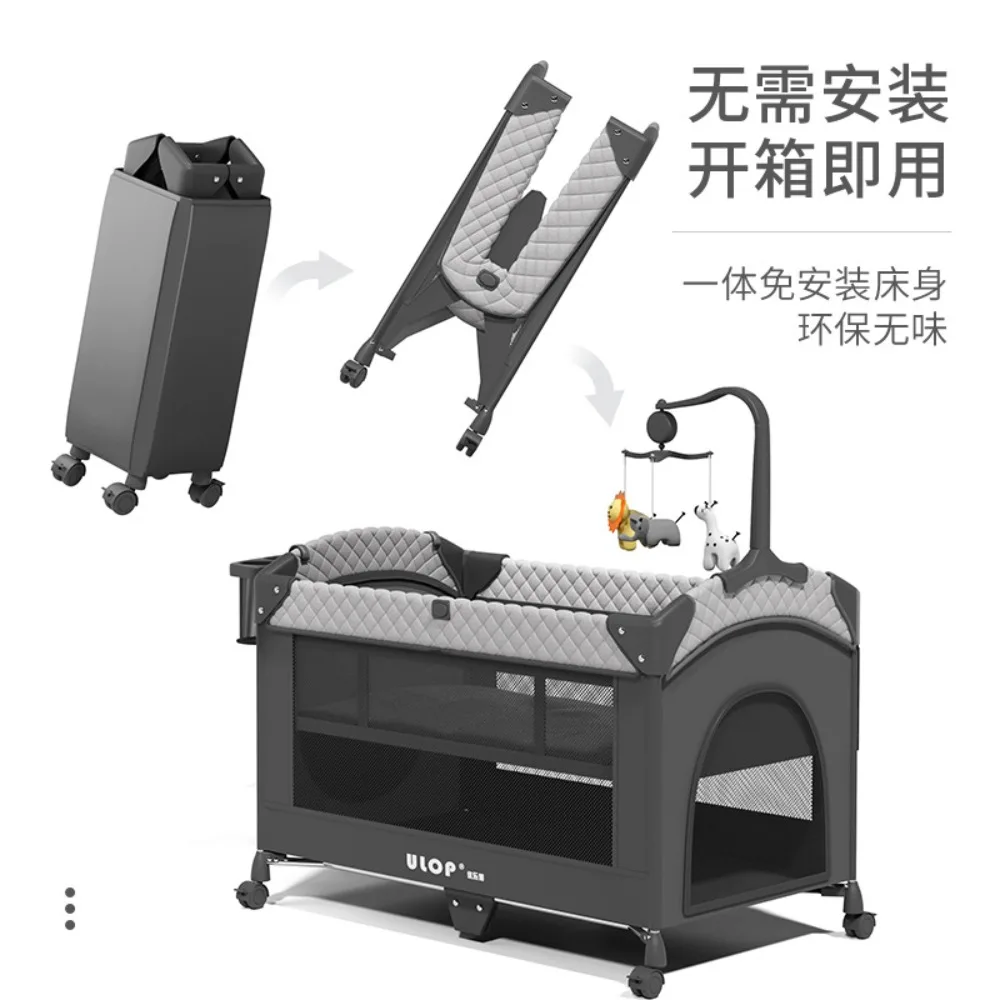 Multifunctional Crib 0~4 Years Old Baby Bed Diaper Changing Table  Cot Free Installation Foldable