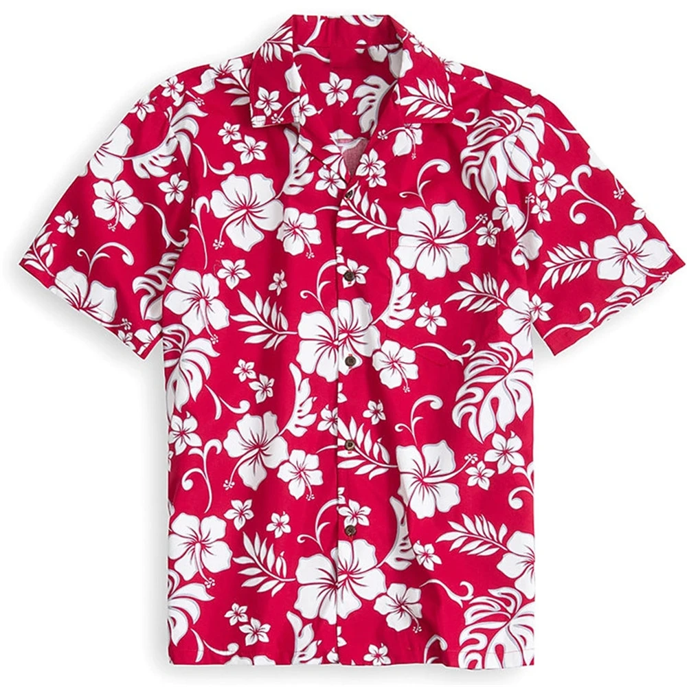 Men's Shirt Floral Pattern Print Slim Fit Crimson Clover Street Casual Short Sleeve Button up Clothing Tropical Hawaiian Shirt