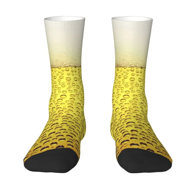 

Fun Printed Funny Beer Realistic Bubbles Foam Socks for Women Men Stretchy Summer Autumn Winter Drinking Lover Crew Socks