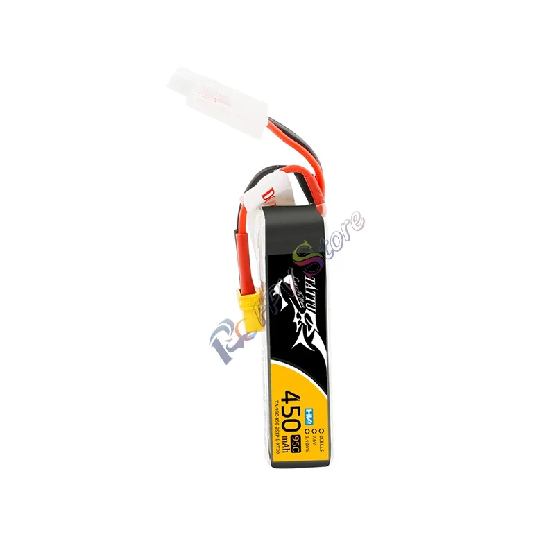 Tattu 450 MAh 7.6V Điện Áp Cao 95C 2S1P LiPo Pin Với XT30 Cắm Dài Gói