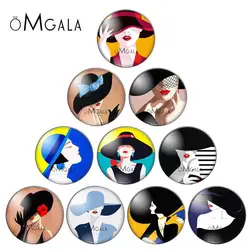OMGALA Fashionable Modern Girl Picture 12mm/14mm/16mm/18mm/20mm/25mm Round Photo Glass Cabochon Demo Flat Back Making Findings