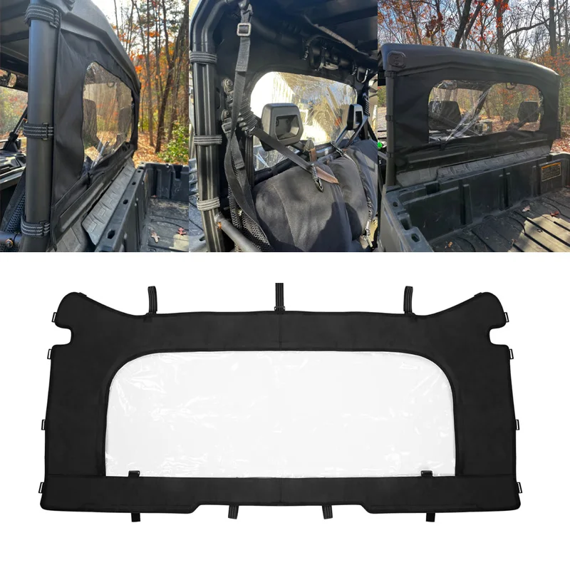 UTV Soft Rear Windshield with Zipper PVC Back Windscreen for Can-Am Defender HD 5 7 8 9 10 HD5 HD7 HD9 HD10 Max