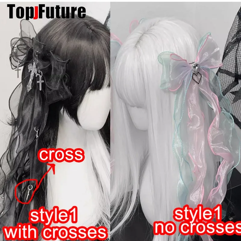 A Pair Of Bow Hair Clip Y2K girl Harajuku Gothic Original Subculture  Accessories Hair clips pins Hairpin Barrettes