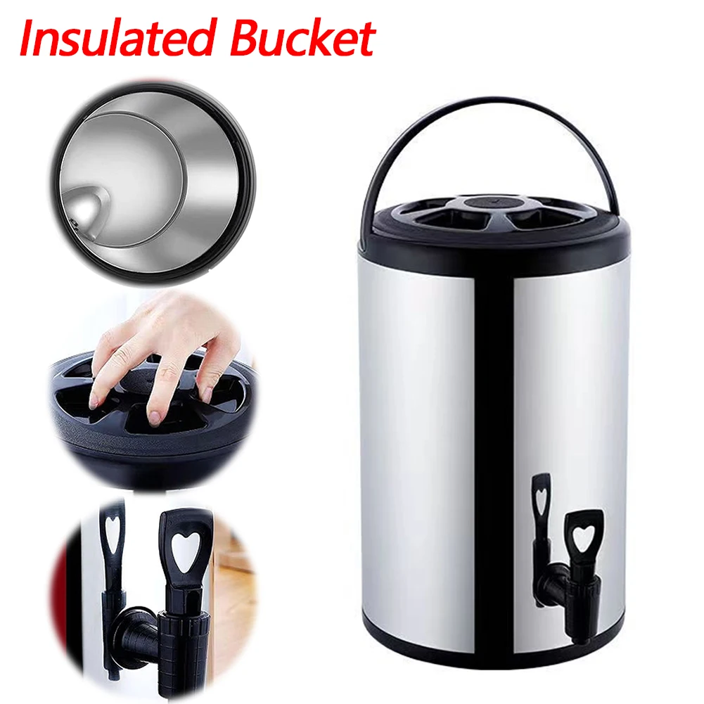 

Диспенсер для напитков из нержавеющей стали с краном, емкость для молока и чая, ведро для напитков, идеально подходит для воды, молока, чая и кофе