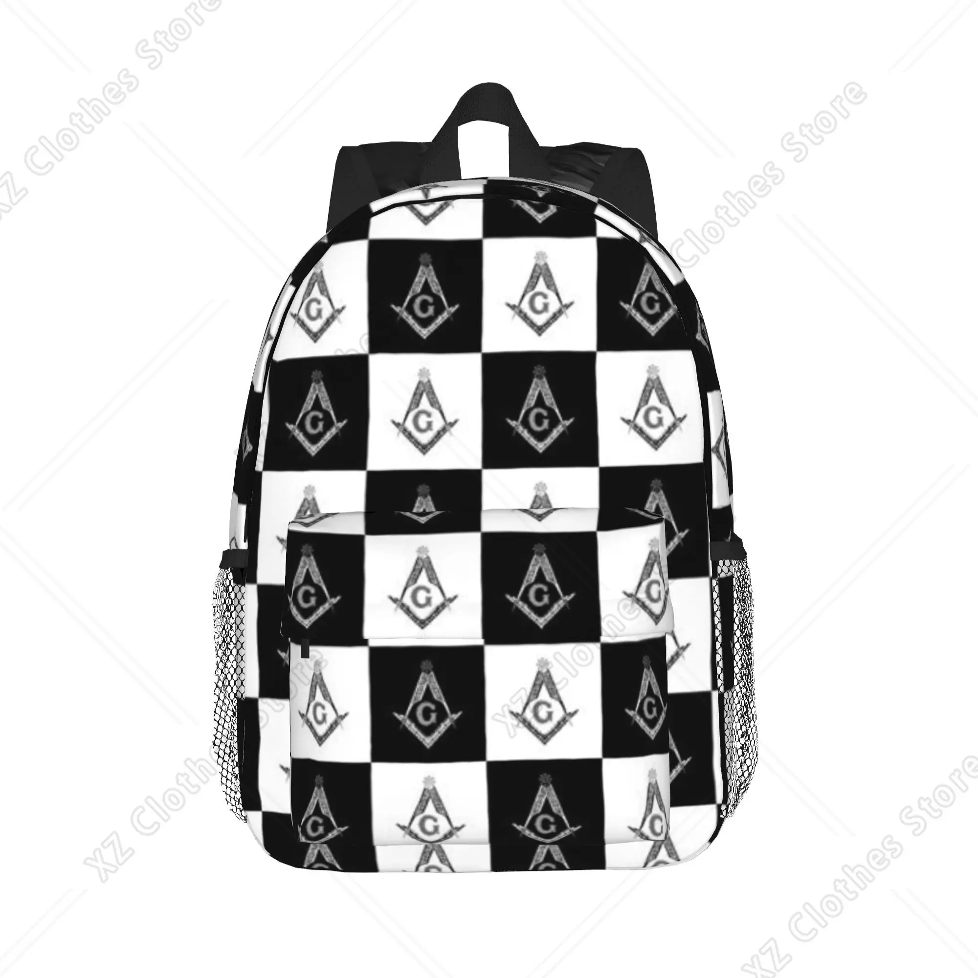 Freemason Checkered Pattern Backpack Hot Sale Daypack Large Capacity Boys Girls BookBag Shoulder Bags for Men Women School Bag