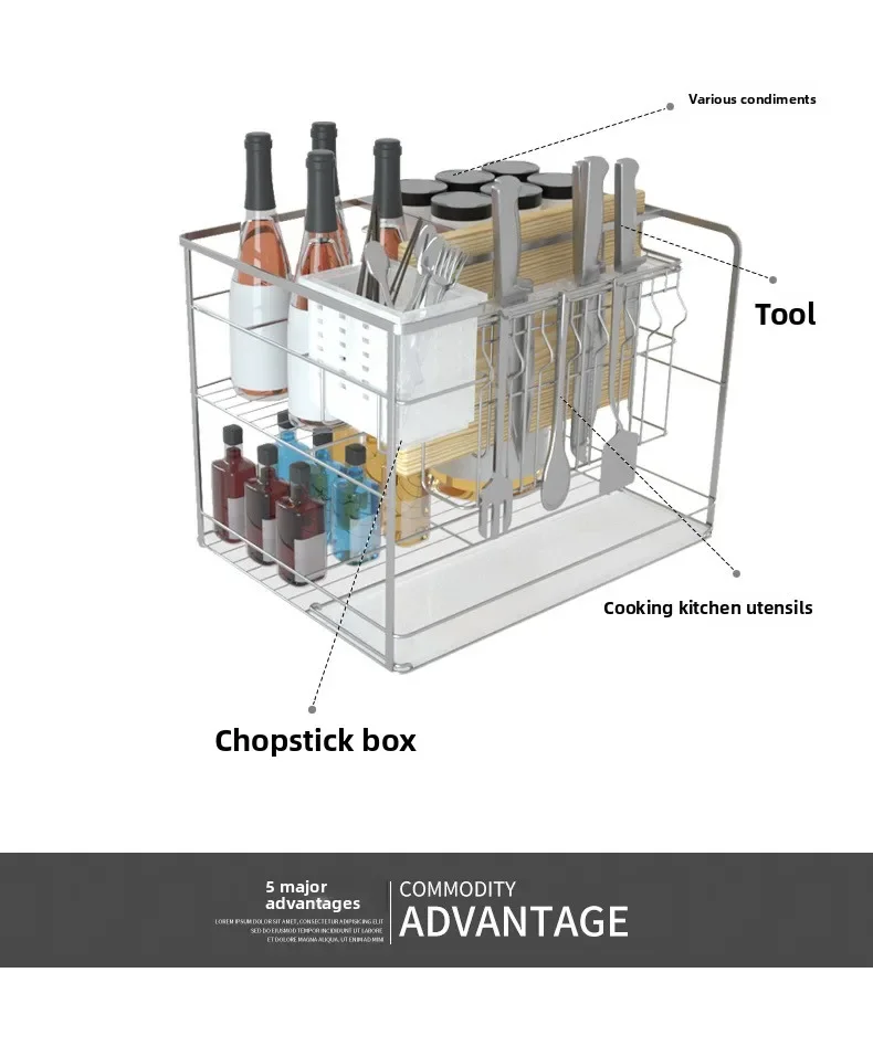 Basket Kitchen Cabinet Nano Dry Plating Kitchen Cabinet Drawer Shelf Seasoning Basket Storage