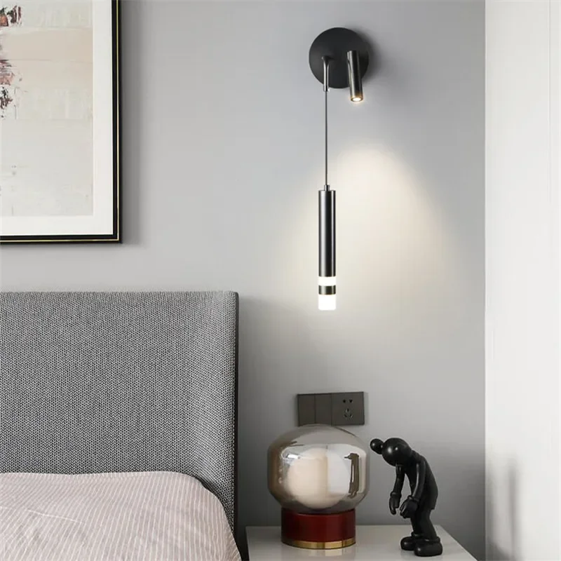 ALBERT Moderne Nachttischlampe aus schwarzem Kupfer, LED, einfach kreative Messing-Wandlampe für Zuhause, Wohnzimmer, Schlafzimmer