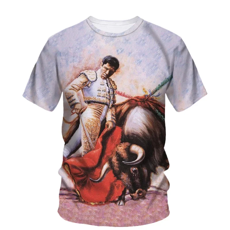 Hot Selling Spanish Bullfighting Men 3D Printed T-shirt Men Women Casual Loose Crewneck T-shirt Children's T-shirt