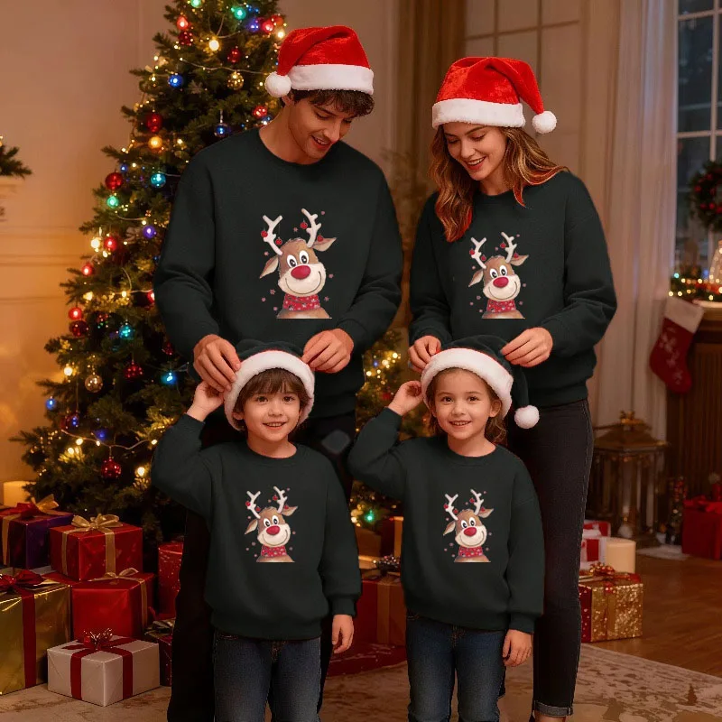 

Family Matching Christmas Sweatshirt Mickey Minnie Cotton Apparel Parent Child Couple Unisex Adult Kids Holiday Wear Christmas