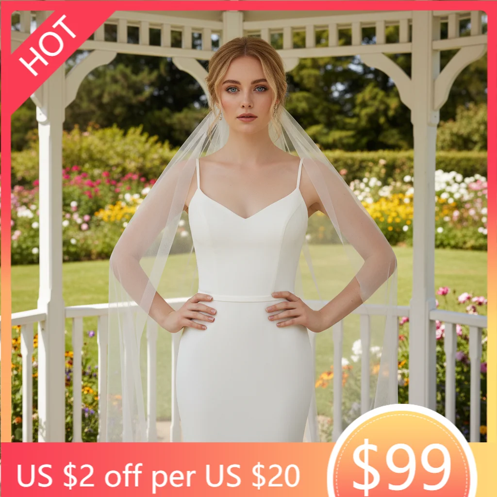 

Women Flower Trim Cathedral Wedding Veil Elegant Classic Long Bridal Veil with Comb for Church Ceremony Headwear G105