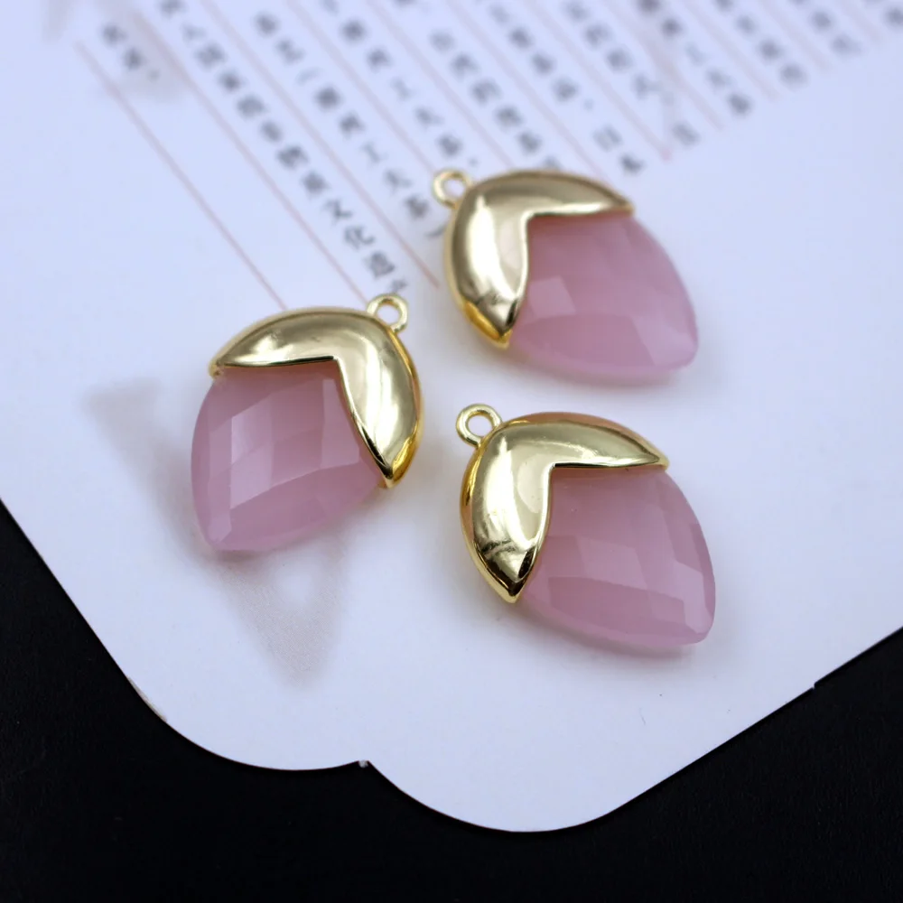 6 قطعة 25x18 مللي متر الألوان الأوجه الحجر الطبيعي قطرات نقطة Charms قلادة DIY بها بنفسك للنساء بيان أقراط سلسلة قلادة الحرف