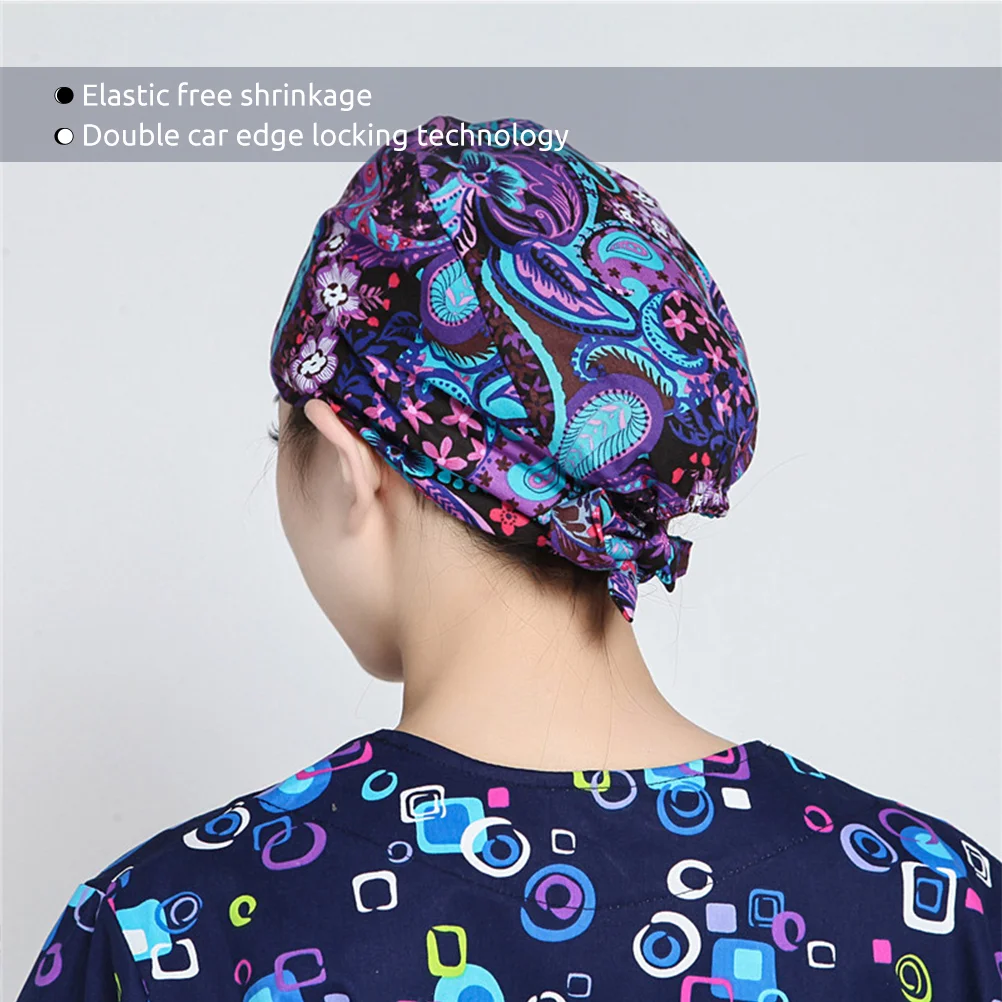 Cotton Operating Room Flower Printing Work for Woman Lady Female (Purple)