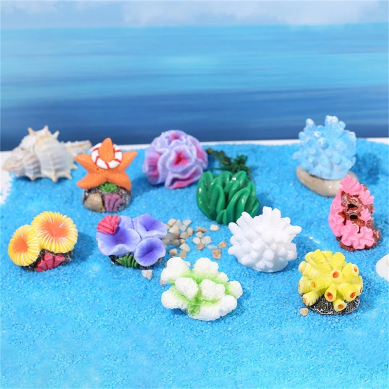 11Pcs Aquariums Decorative Resins Simulated Coral Seaweed Figures Miniatures Ornaments for Home or Office Fishtank Decoration