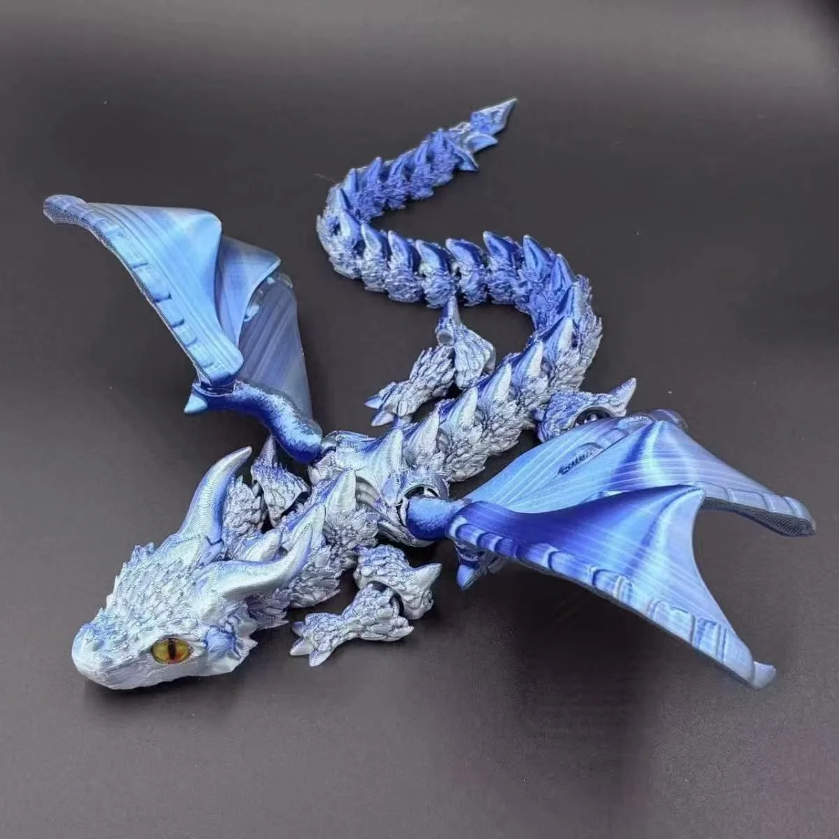 2025 3D Printed articulated Chinese Dragon Simulation figurine Toy with large horns, wings and small ornaments as a gift