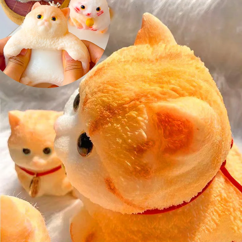 Simulation of Fat Cat Finger Pinching Decompression Toy DIY Creative Gifts Food-grade Soft TPR Material Fat Cat Extrusion Toys