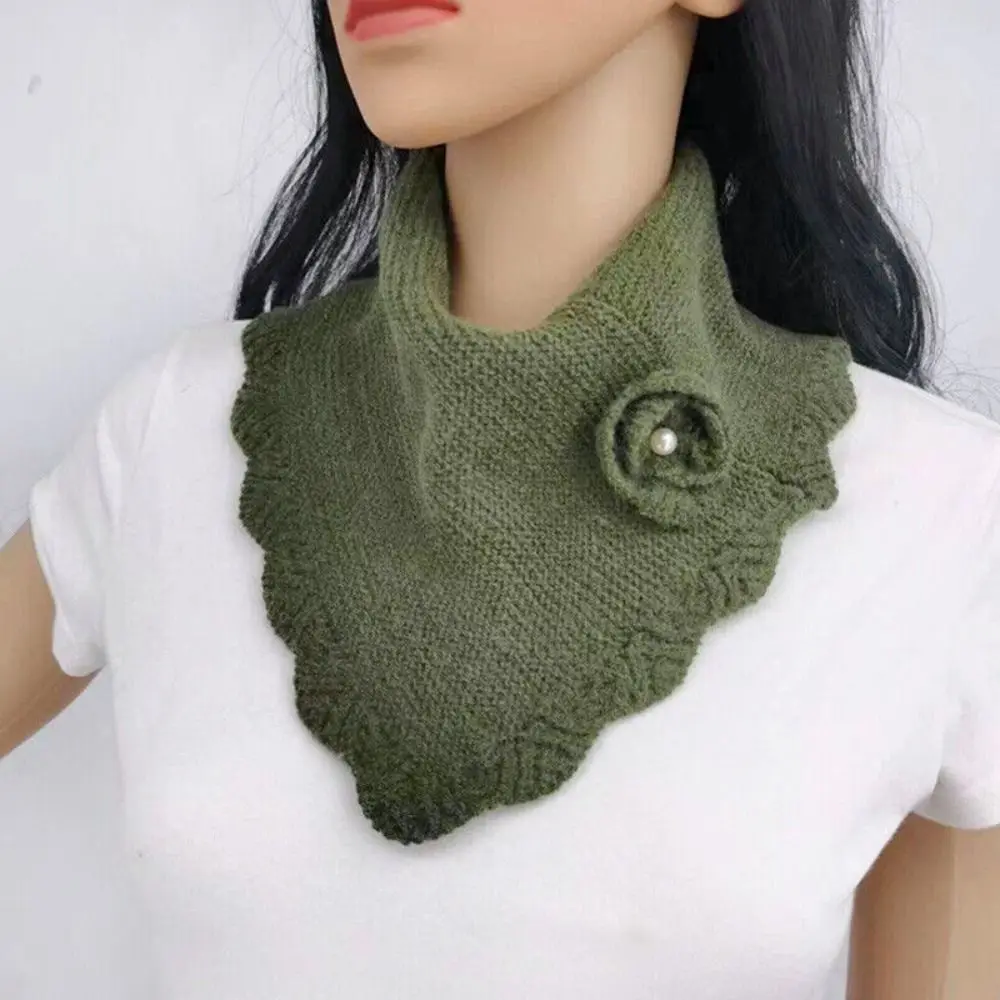 Fashion Autumn Winter Knitted Flower Fake Collar Scarf Women Warm Turtleneck Neck Warmer Detachable Warm Windproof Scarf