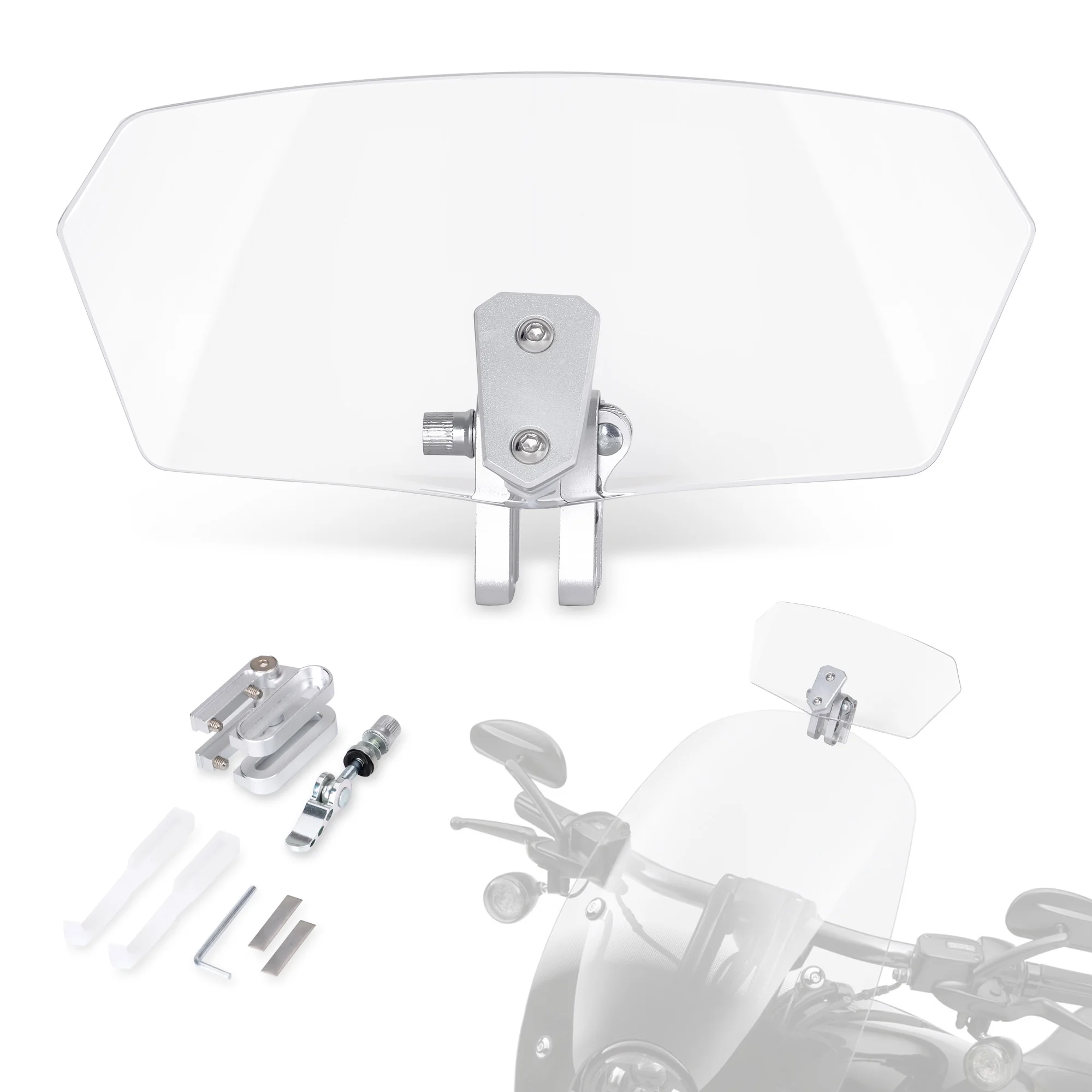 

Motorcycle Accessories Universal Windshield Extension Adjustable Spoiler Clamp-On Windscreen Deflector for Indian YAMAHA