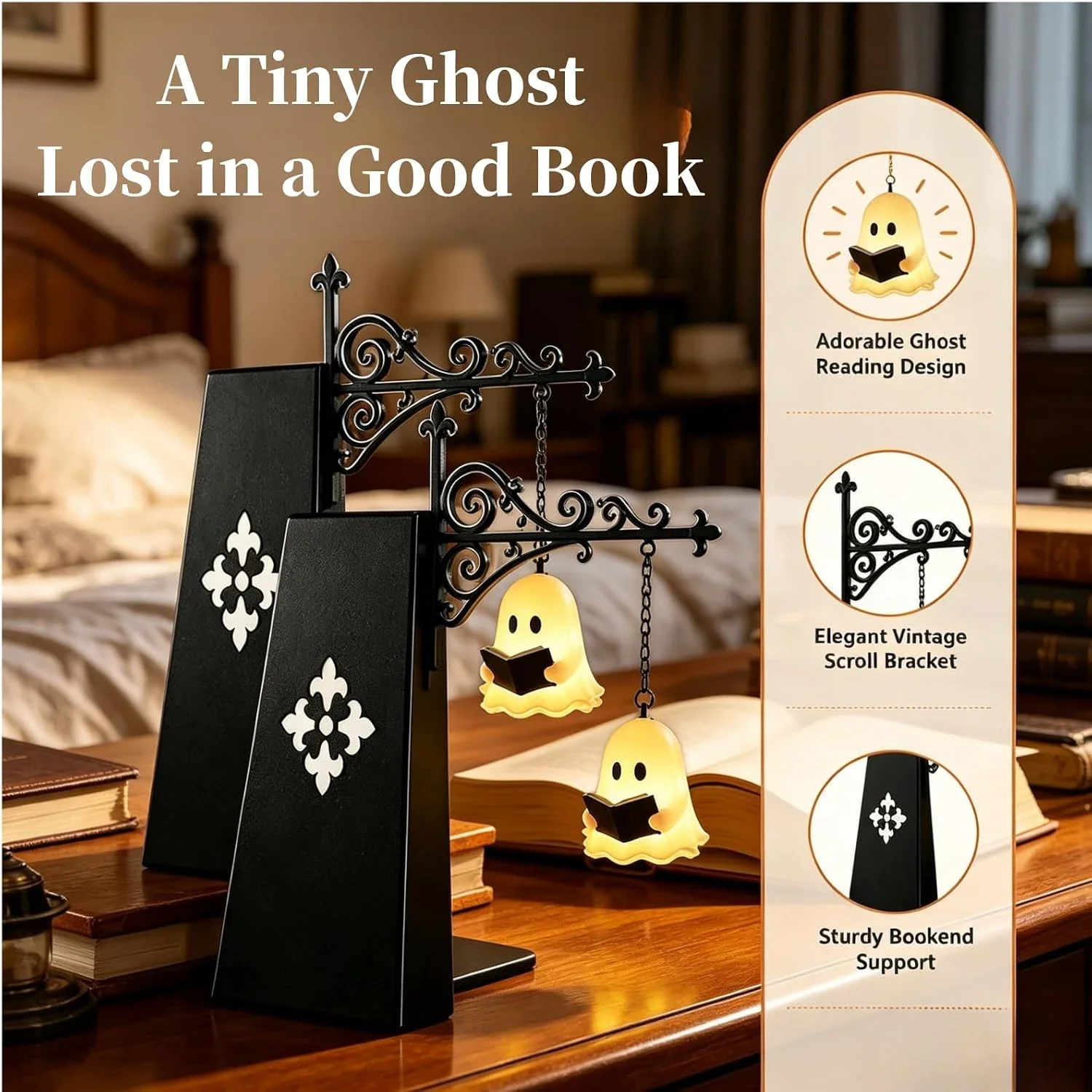 Book Pavilion Gloomy Night Light Vintage Miniature Shelf Light Vintage Bookcase Lantern for Studious Home Room Ornament