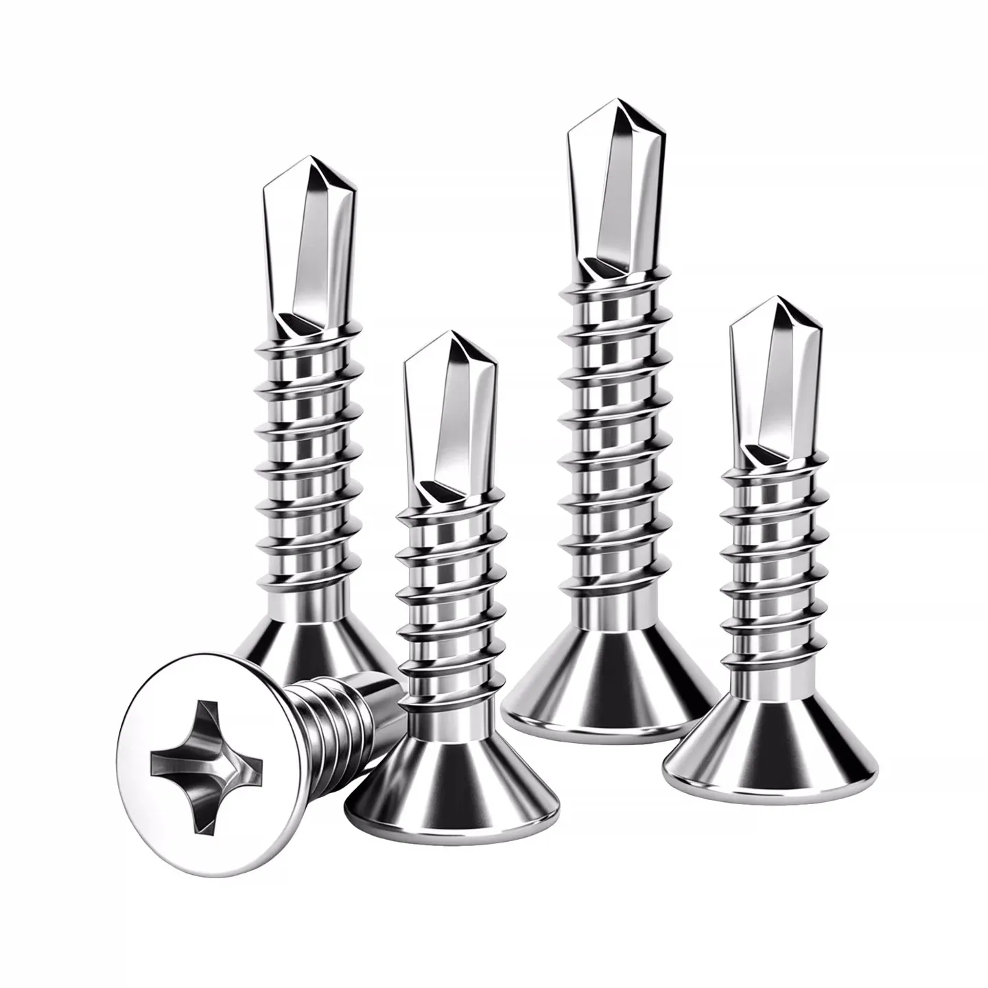 #8 M4.2 410 Stainless Steel Self Drilling Screws 13-38mm Hardened Flat Head Sheet Metal Screw Quick Drilling Iron Plate Fastene