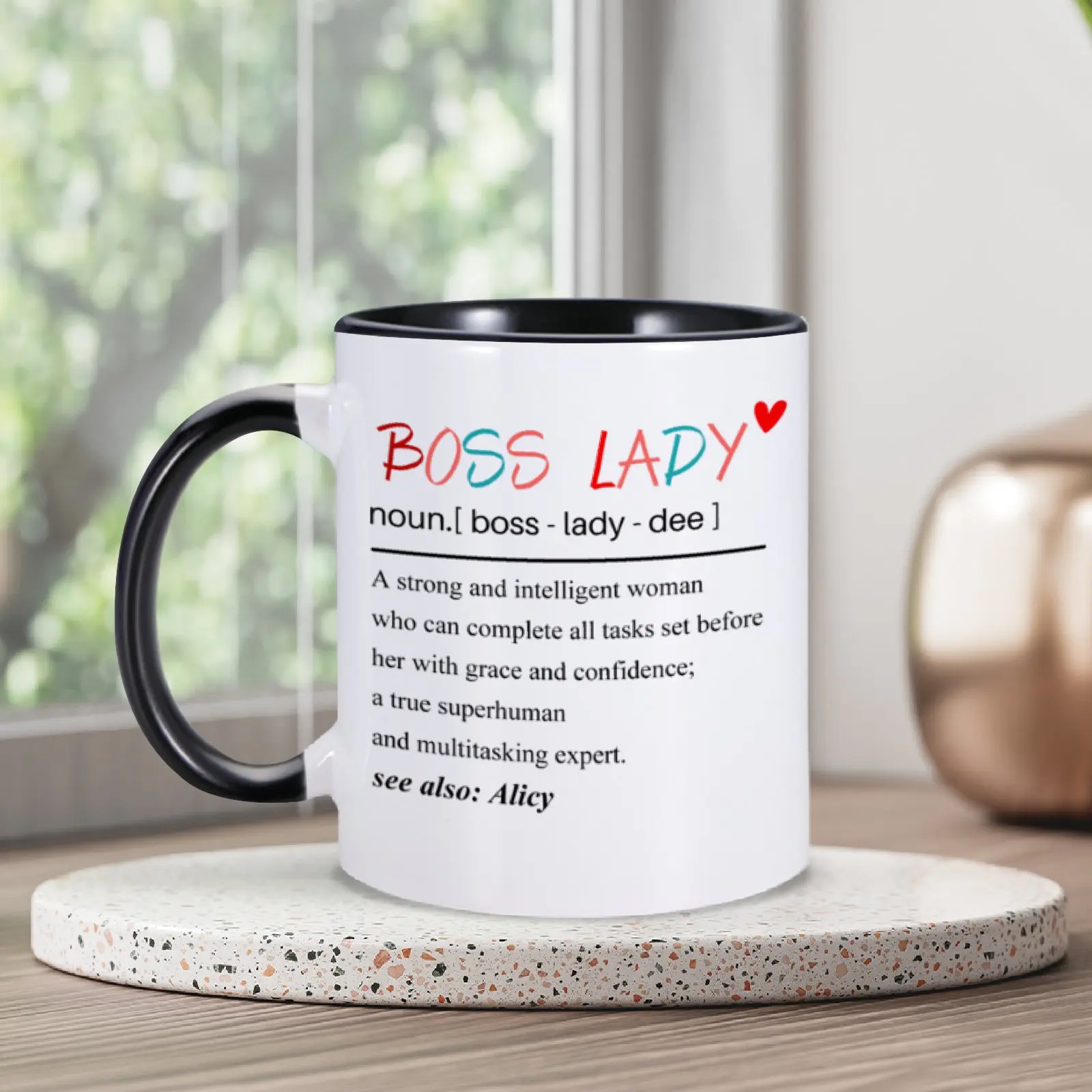 Custom Boss Lady Coffee Mug Appreciation Gift for Boss Manager Leader 11 Oz Office Tea Cup Christmas Birthday Gifts for Women