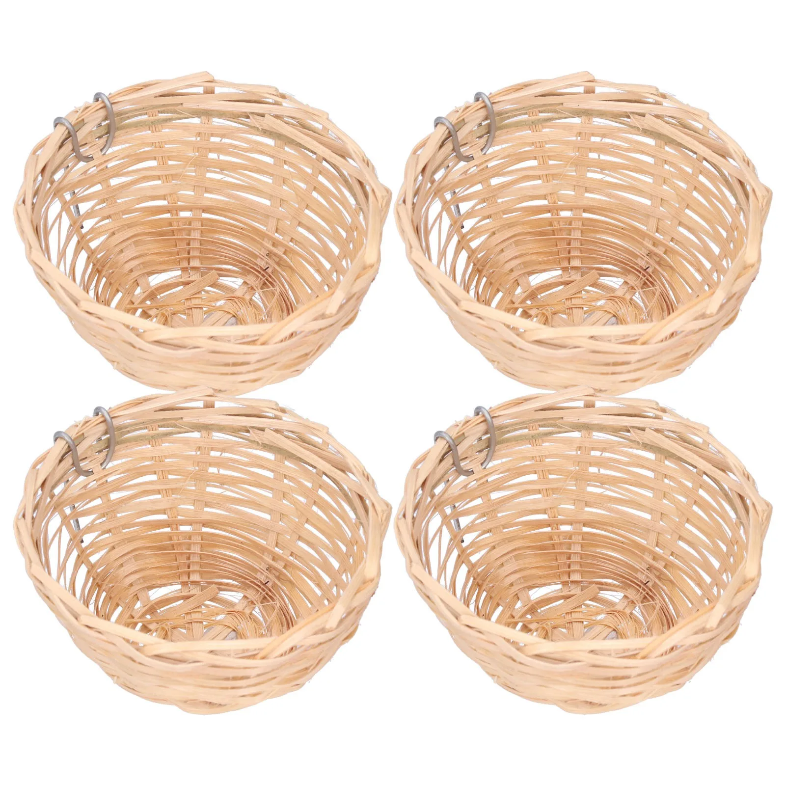 

4Pcs Bamboo Bird Nests Handmade Weaving Breeding Resting Bird House With Hook For Parrots Canary