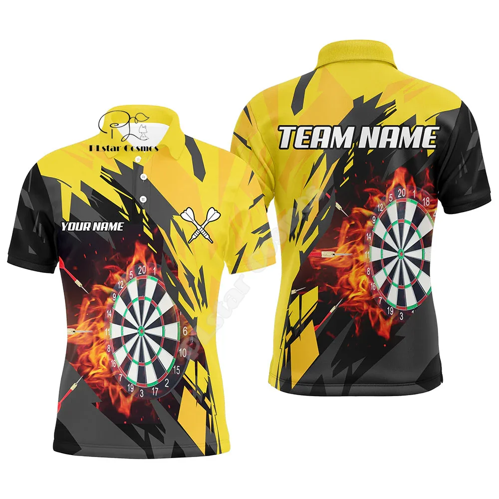 

Custom Name Darts Camo Vintage Flame Graffiti Tattoo Multicolor 3DPrint Harajuku Summer Funny Short Sleeves Polo Jersey Shirts N