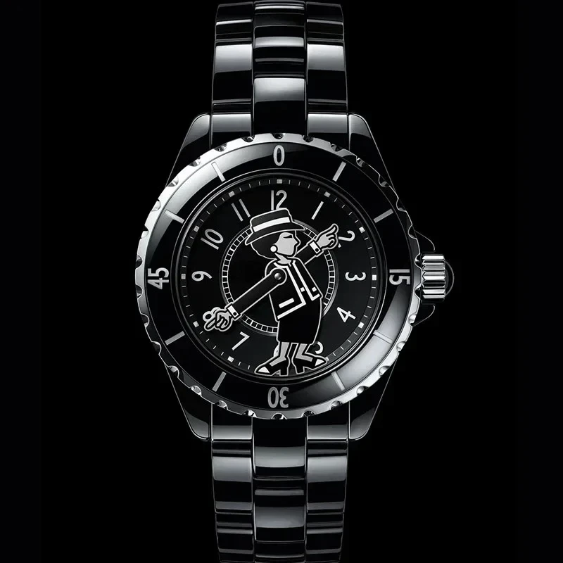 Montre à Quartz de qualité supérieure pour femmes et hommes, charmante dame, diamants en céramique noir et blanc, montres en céramique à la mode