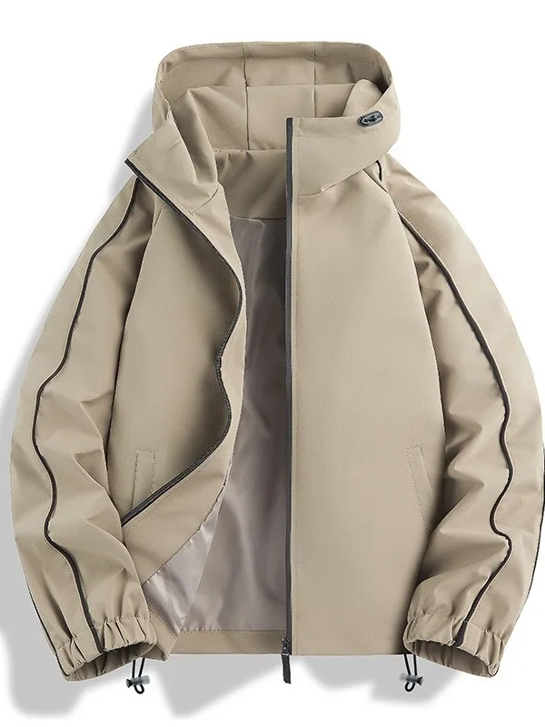 

Outdoor Windproof Hooded Jaet Men's Spor Autumn New Sle Waterproof Polyester Nylon Cosite Fiber Long Sve Zipper C...