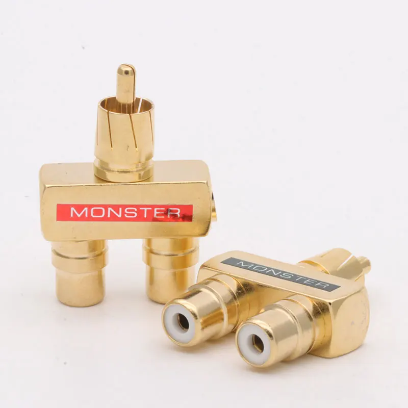 1Pair RCAxMale Plug to 2xRCA Female Socket Connectors, Excellent Gold Plated RCA HIFI Audio Terminals