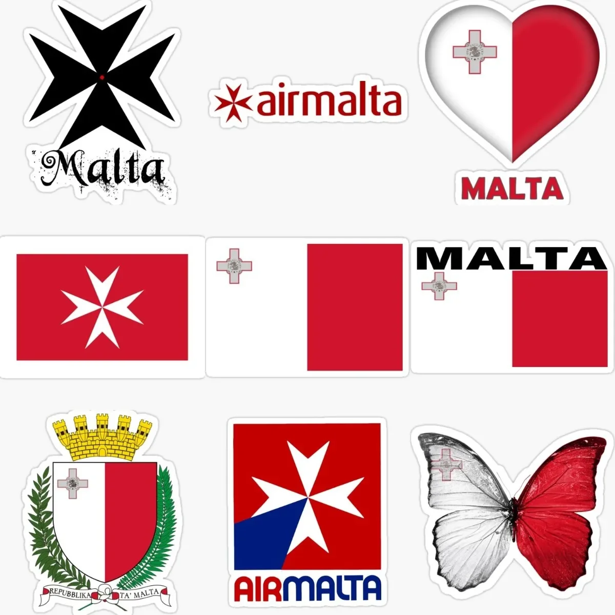 

Malta Flag Map National Emblem Creative Personalized PVC Waterproof Stickers for Decorate Car Van Suv Off-road Table Fridge
