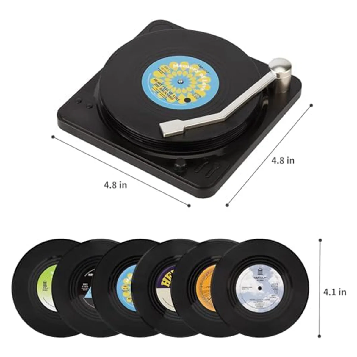 Onderzetters Set van 6 Vintage CD-onderzetters Vinylplaten voor muziekliefhebbers, Housewarming Hostess Gifts Stijl 2