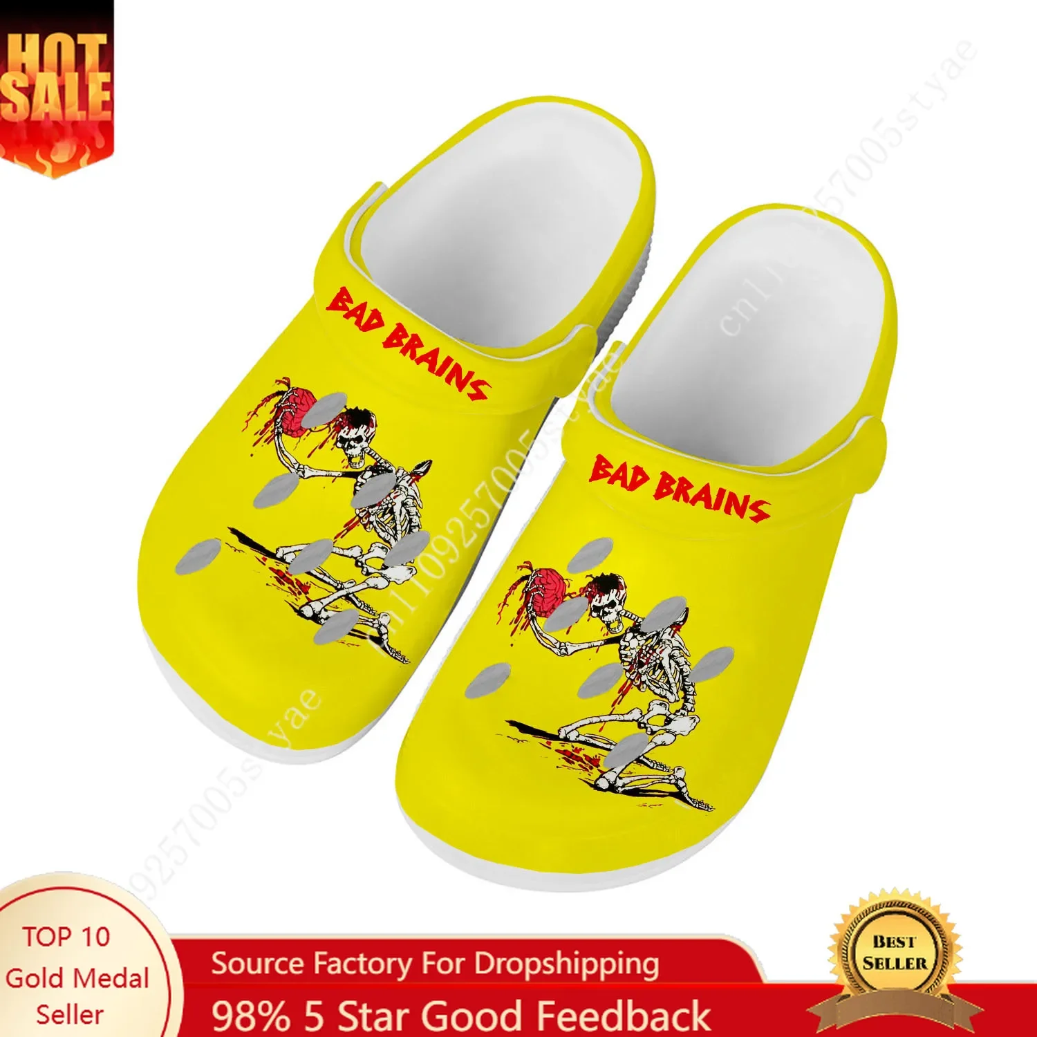 

Сандалии Bad Brains для мужчин и женщин, водонепроницаемые, для дома и сада, сабо, изготовленные на заказ, пляжные, для ванной, дышащие, с отверстиями, тапочки